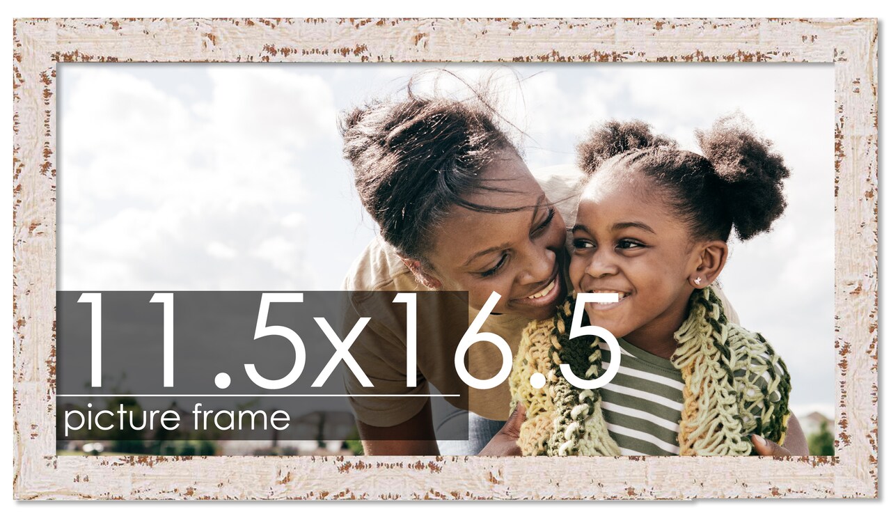 11.5x16.5 Shabby Chic Picture Frame with UV-Resistant Acrylic & Acid Free Backing, Available in 9 Finishes - Black, Blue, Brown, Green, Orange, Pink, Red, and White